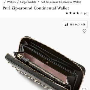 Kate Spade faux Pearl embellished  leather continental wallet w/zip around clos